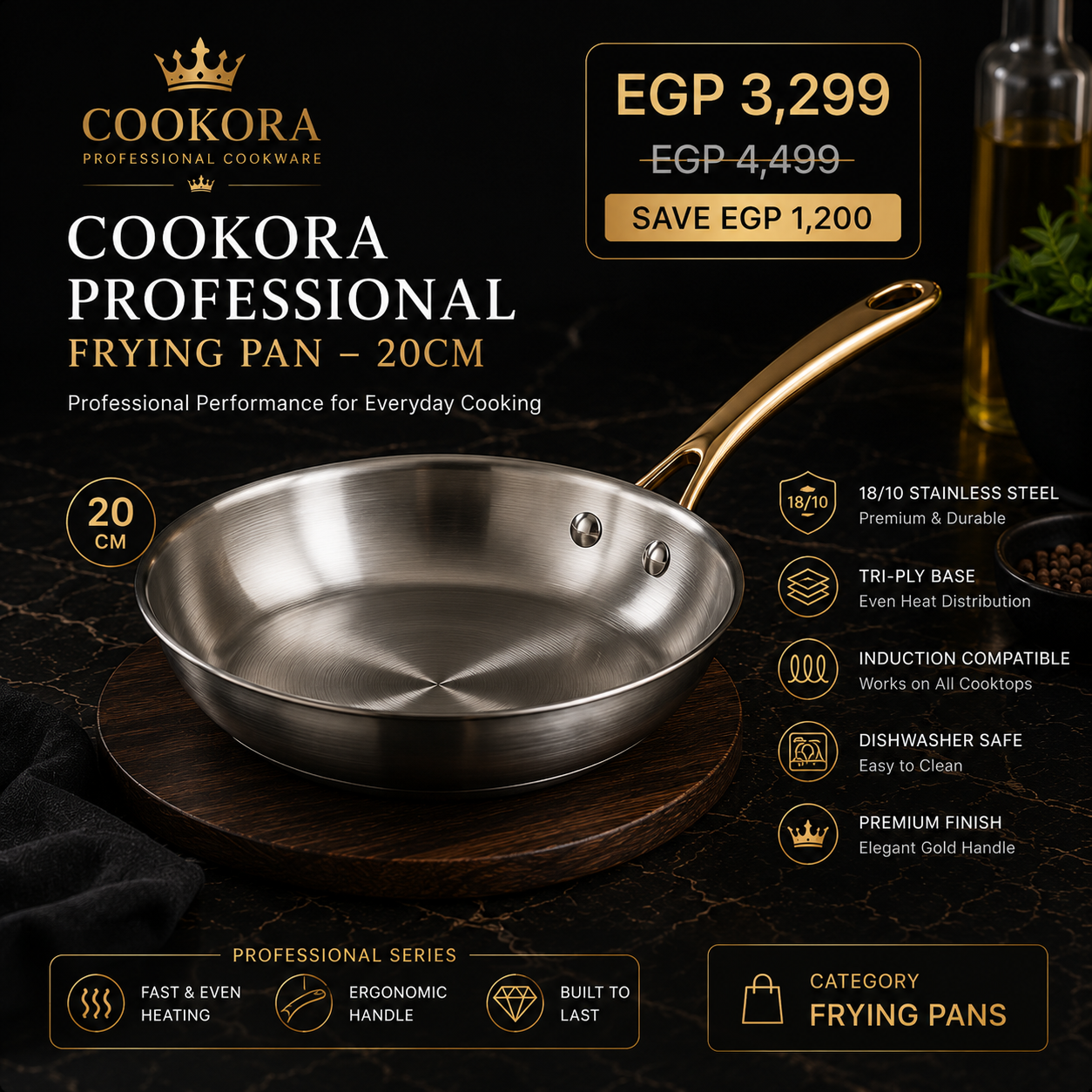 Cookora Professional Frying Pan – 20cm