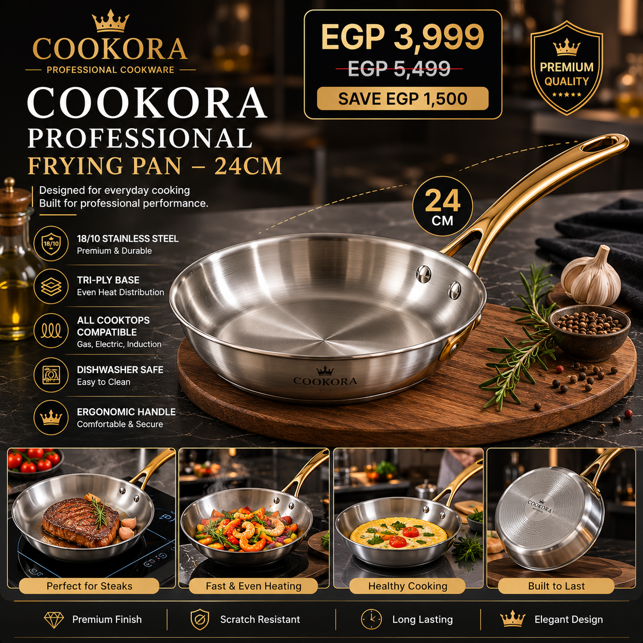 Cookora Professional Frying Pan – 24cm